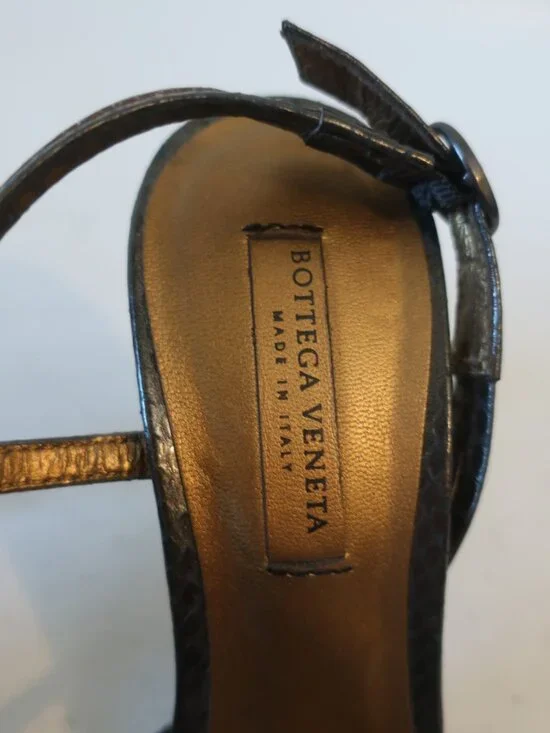 Women Bottega Veneta Black Brown Strappy Leather Stiletto Heel Sandals 36 US/6 - Picture 13 of 16